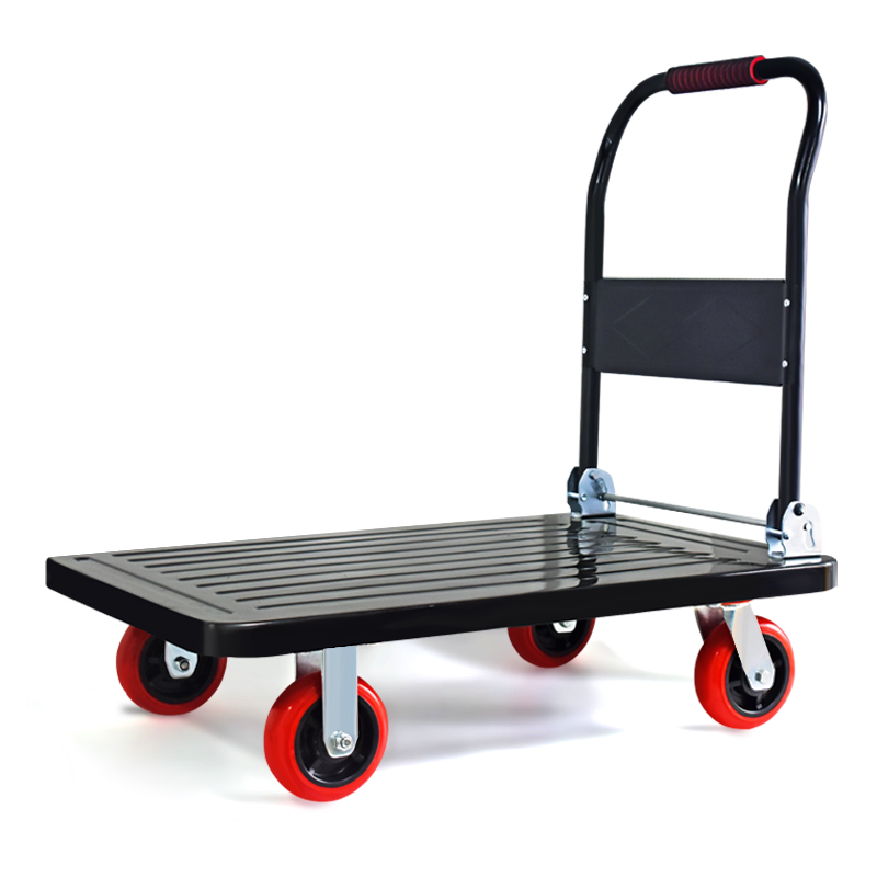 钢板手推车平板车折叠家用静音拖车加厚搬运推车手拉车小推车拉货