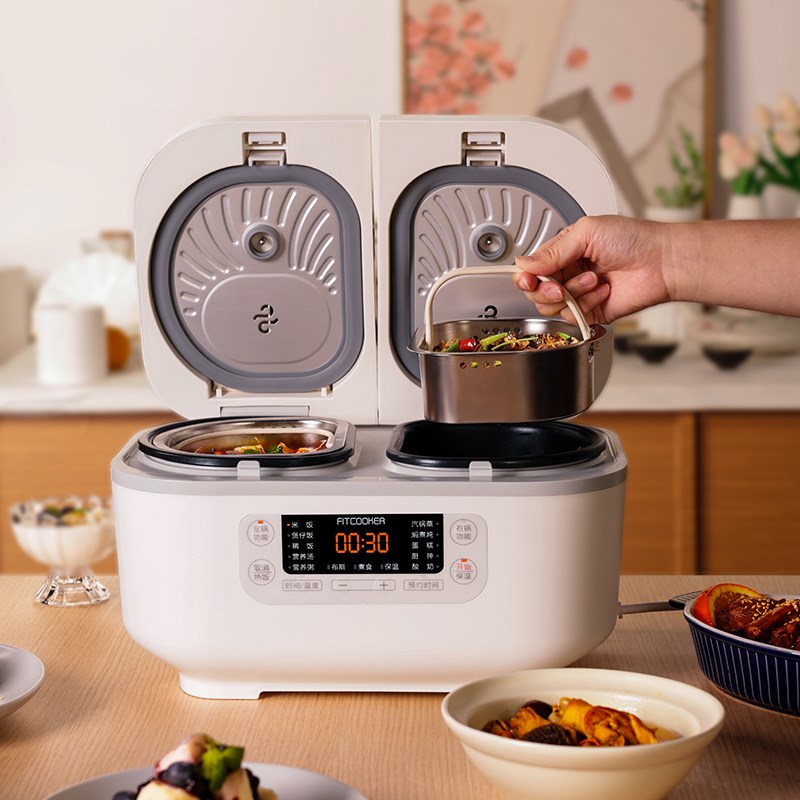 非煮不可小型双胆双用蒸煮电饭煲多功能家用双胆一体电饭煲1到2人