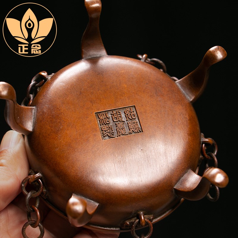 庆松堂苏工铜炉名家胡庆松帝王炉紫铜香薰炉紫铜复古摆件家用熏香