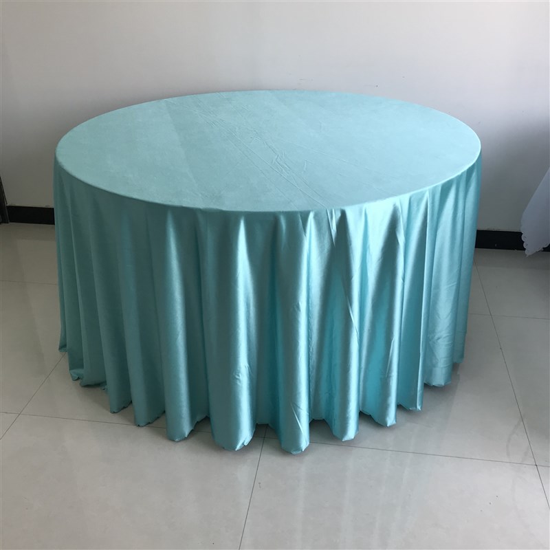 定制水晶厅婚礼堂圆餐桌桌布韩式纯色宴会圆餐桌现代贡缎布艺