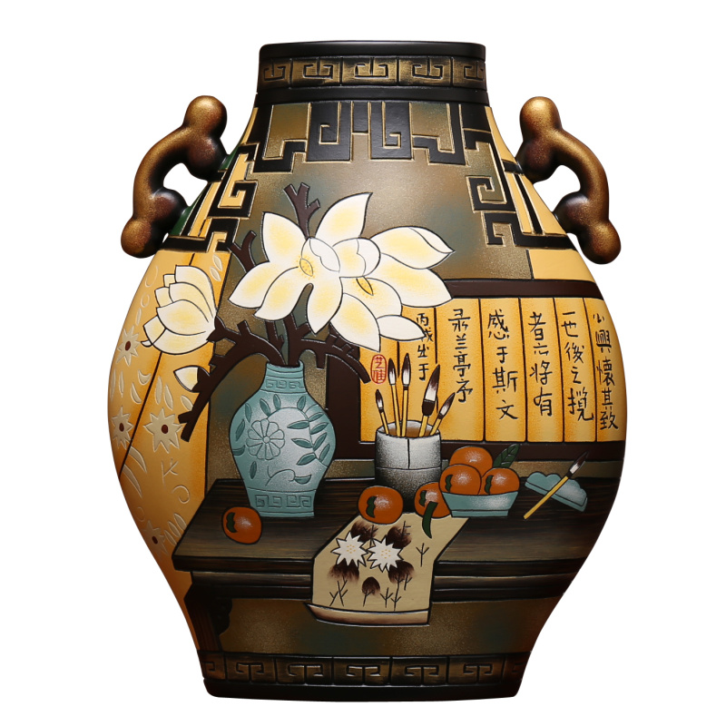 中式陶瓷复古风进门玄关摆件家庭客厅酒柜博古架电视柜隔断装饰品