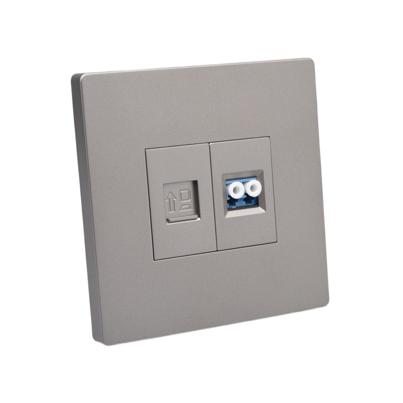 LC光纤超五类七类网络插座星空灰免打网线电脑超六类屏蔽万兆面板