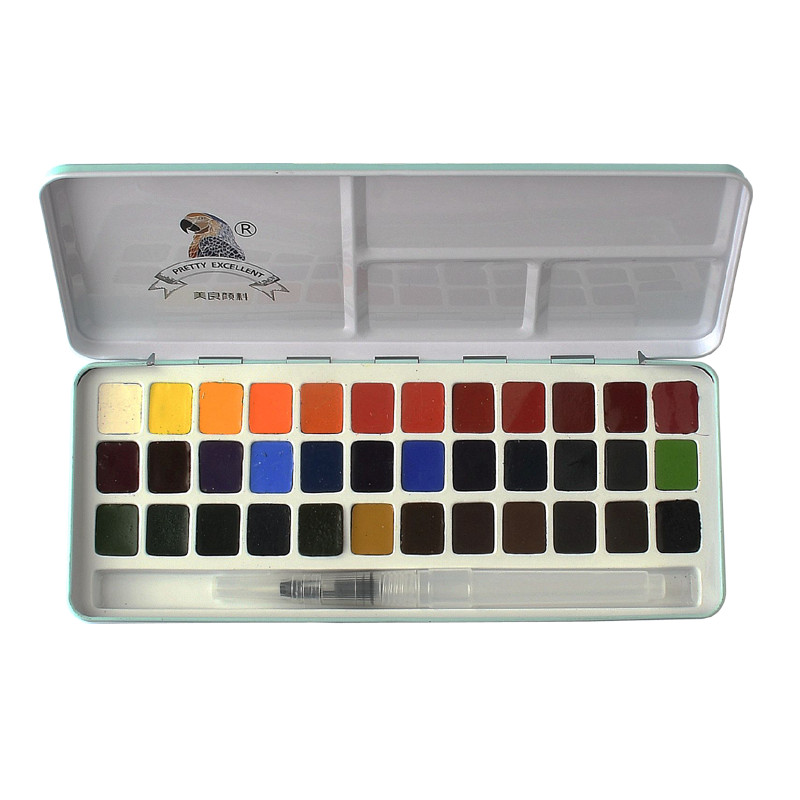 鲁本斯奥文美良固体水彩颜料画画装 初学者学生美术生手绘专用2色