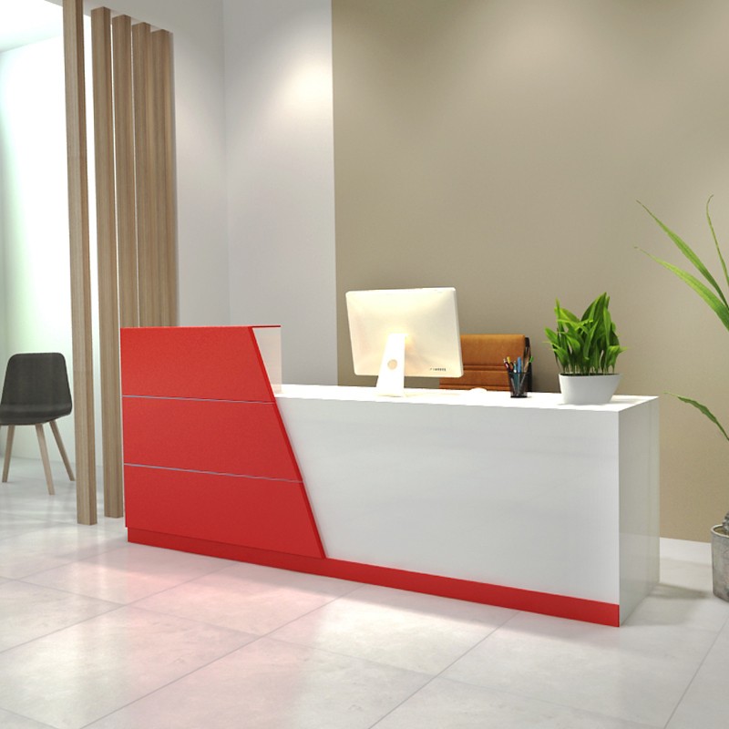 烤漆前台接待台公司酒店吧台柜现代超市收银台前台桌转角柜台