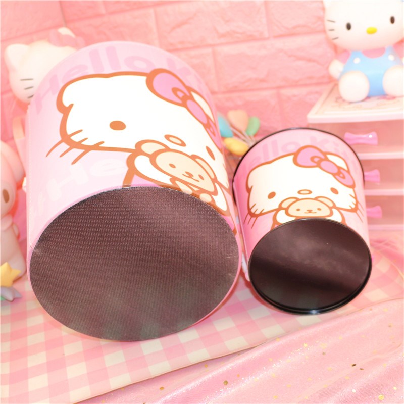 可爱卡通儿童房少女心粉色桌面浴室垃圾桶装防水人造皮革家用