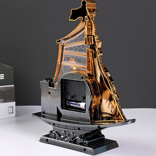 复古怀旧船舵钟表一帆风顺小船装饰品闹钟家居卧室书房办公室