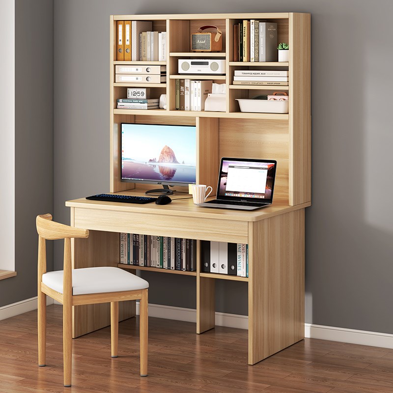 电脑桌台式家用书桌书架一体学生卧室写字桌简易办公桌出租屋双人