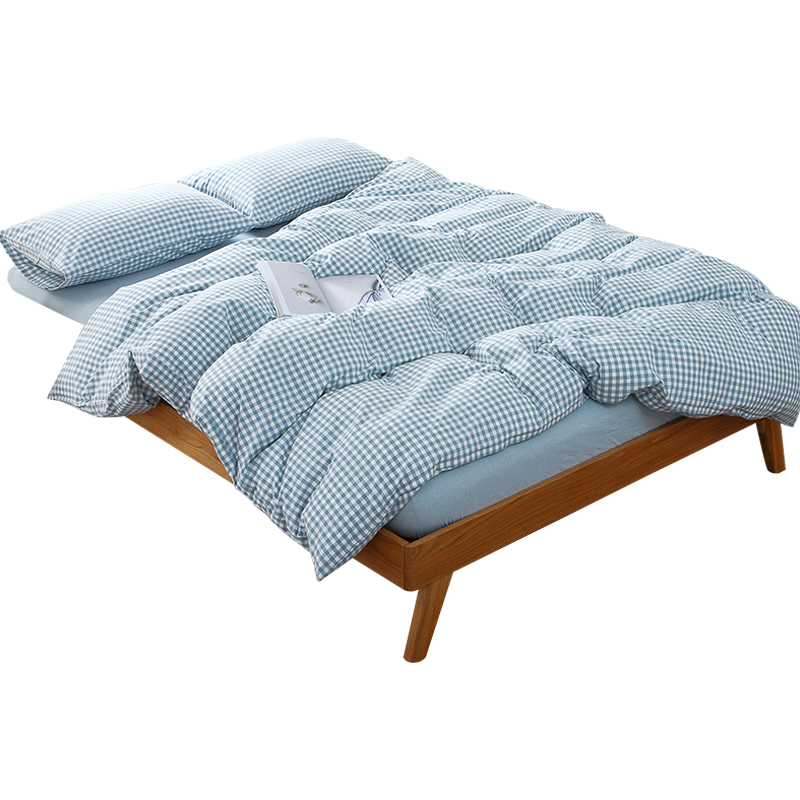 全棉水洗棉面料加工床单被罩床笠四件水洗床品棉布纯色布