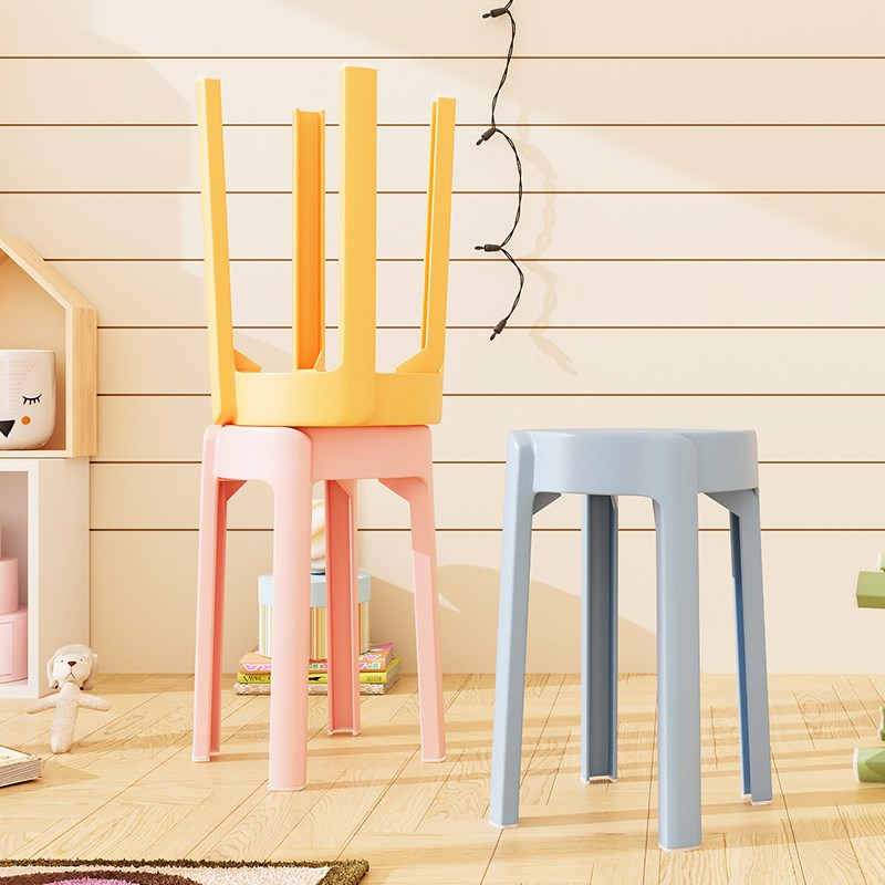 现代塑料可叠放加厚家用餐桌特厚高凳餐厅备用风车凳