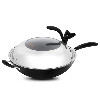 豪森传统生铁老式圆底炒锅燃气灶适用炒菜粘锅无涂层铸铁锅