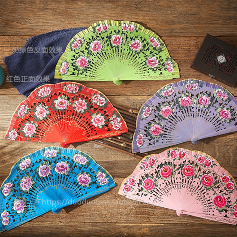 面绘画nit木扇定制 西班牙扇子 订做舞蹈扇 木扇  古典折叠