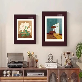 法式复古客厅装饰画美拉德卧室斗柜摆画中古风玄关挂画高级感