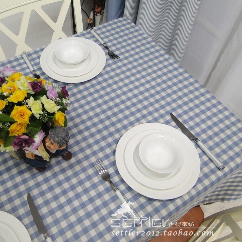 地中海桌布布艺蓝色小格子茶几台布色织高档餐桌布 桌旗 餐垫,居家布艺,桌布,淘宝优惠券,粉丝福利购,淘宝优惠卷