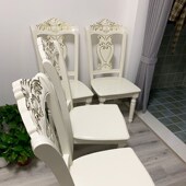餐椅橡木靠背凳欧式 实木雕餐桌椅现代白色