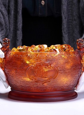 琉璃聚宝盆招财进宝家居客厅元宝满盆聚财乔迁店铺业礼品