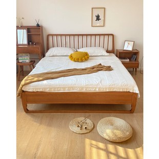 白蜡木全实木民宿135cmx190cm宽 复古中古风120x200婚床 150法式