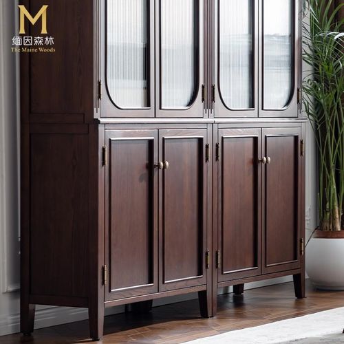 实木书柜书柜一体整墙置物柜客厅落地靠墙一面墙全实木带柜门