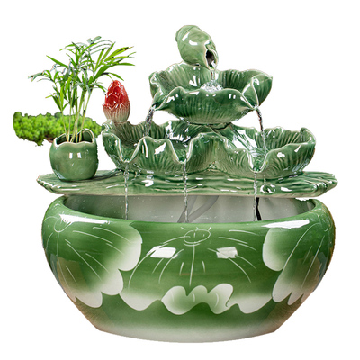 鱼缸流水生财循环水缸造景自客厅办公室桌面招财时来运转