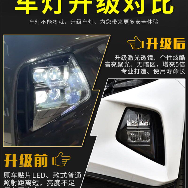 现代途胜原车大灯总成升级直射激光大灯矩阵光透镜免费安装