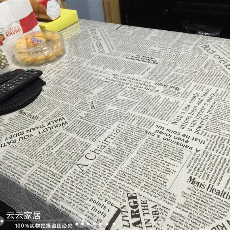 z复古背景布英文报纸桌布布艺棉麻茶几布餐桌布台布拍照背景