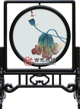 古艺苏绣精品牡丹兰客厅玄关书房办公室面绣台屏高端礼品