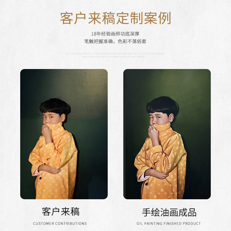 大芬油画村手绘定制客厅装饰画婚纱照片人物肖像高端大幅玄关挂画图片