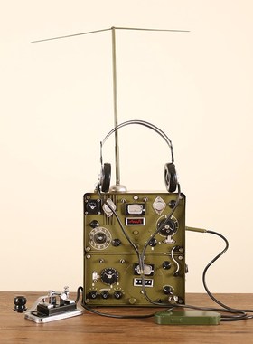 复古怀旧老式手工创意电台发报电报模型道具门厅装饰