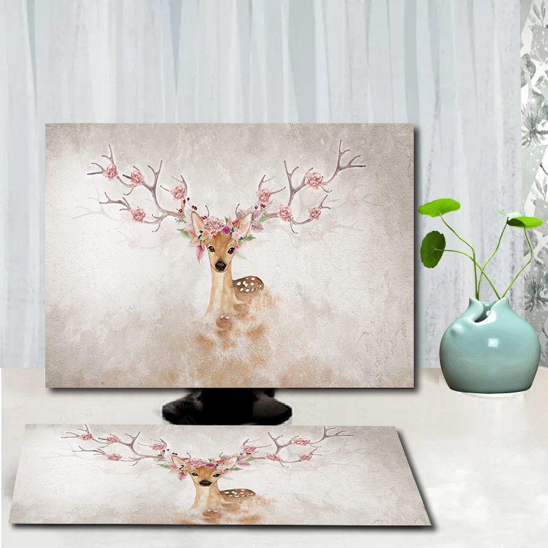 电脑防尘罩台式取布艺装护防尘盖布显示器键盘定制