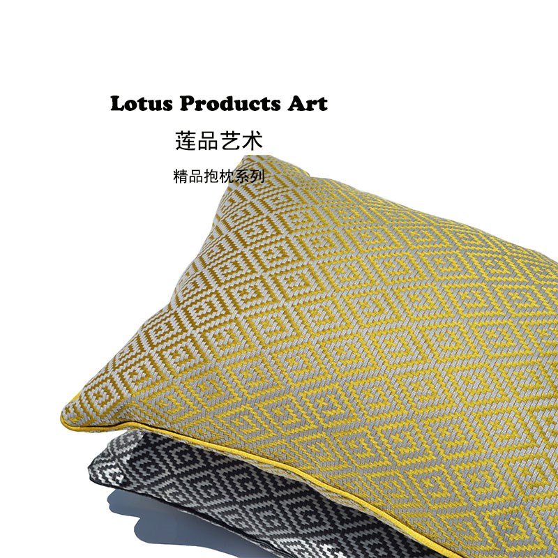 沙发抱枕长方形床头靠枕靠垫现代中式欧式客厅软装黄灰绸缎