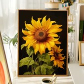 向阳而生 向日葵数字油画填充手绘油彩画减压填色纯手工自己画