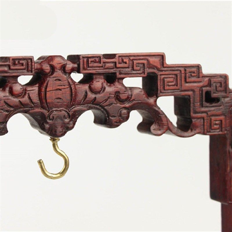 复古实木吊架酸枝吊架回纹首饰架浮雕龙门吊玉架玉器老红木挂玉架
