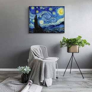 星月夜梵装饰画名画客厅挂画酒店壁画书房星空墙画