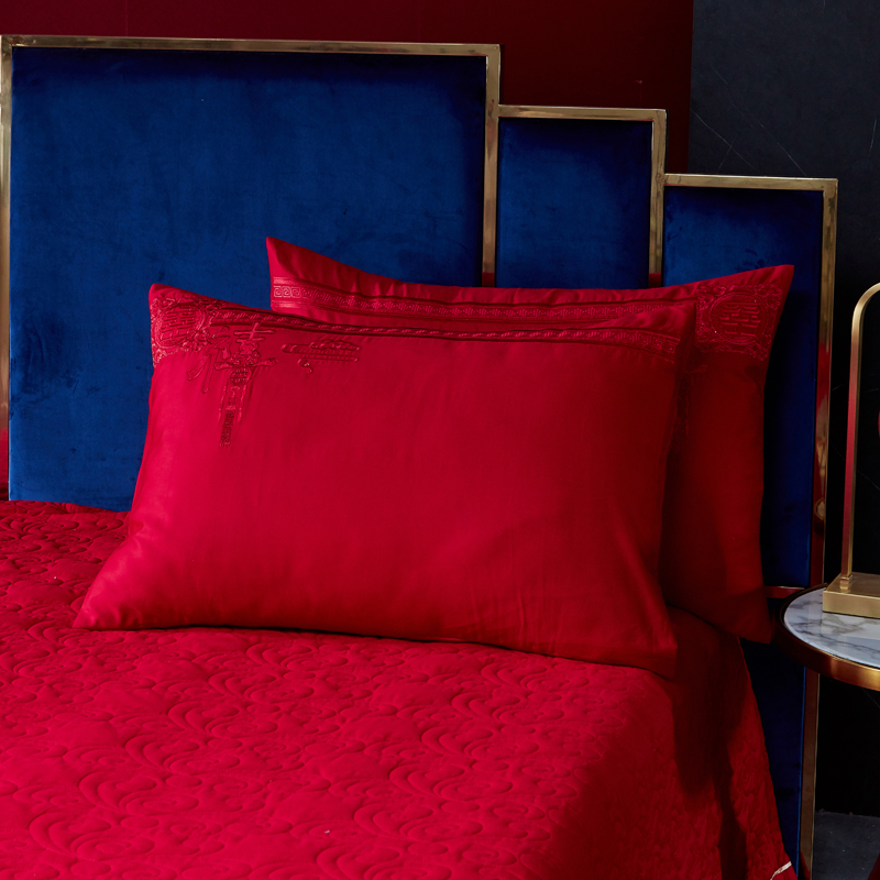 100支长绒棉加大靠枕0*CM大红婚庆靠垫抱枕结婚床品婚房