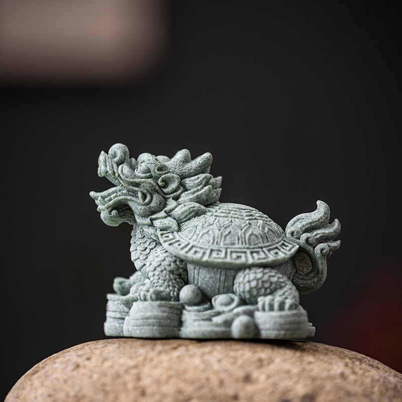创意龙龟玄武青砂石乌龟茶宠微景观盆景鱼缸造景工艺品装饰品