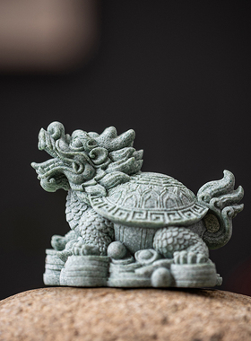 创意龙龟玄武青砂石乌龟茶宠微景观盆景鱼缸造景工艺品装饰品