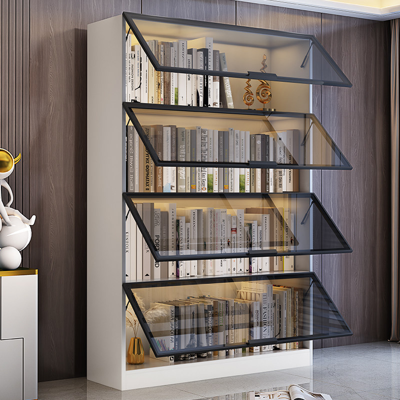 防尘书柜带玻璃门客厅展示柜家用酒柜书房一体整墙书架定制文件柜,住宅家具,组合书柜,淘宝优惠券,粉丝福利购,淘宝优惠卷