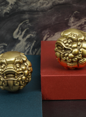 纯黄铜招财貔貅保健球手球把玩件携带盘玩送礼佳品汽车饰品