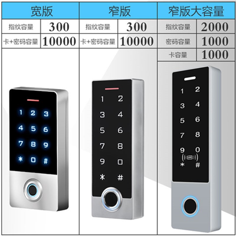 窄款金属指纹防水门禁机 半导体指纹防水门禁机 ID刷卡密码门禁机