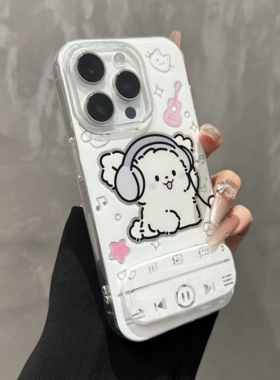 情侣小狗镜子支架适用苹果16promax手机壳华为mate60pro闺蜜pura70防摔K80女Reno14可爱vivos30小米15/13荣耀