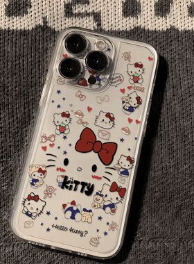 满屏猫咪透明软壳适用苹果16promax手机壳华为mate70pro全包pura80防摔K60女Reno14小米15/13可爱vivos30荣耀