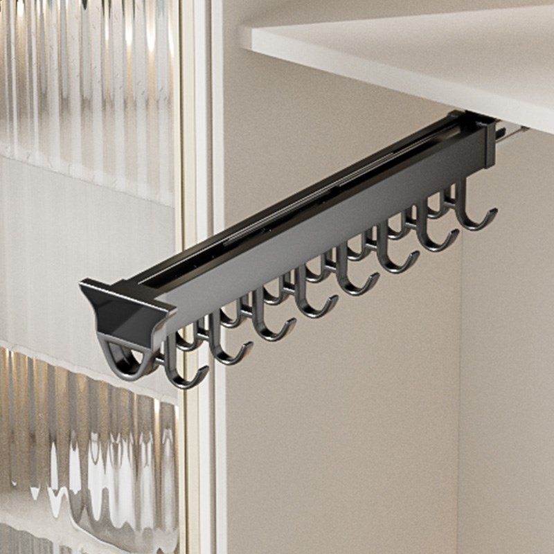 洗衣机抽拉衣架伸缩滑轨阳台拖把挂钩抽拉式收纳T挂衣杆裤架拉轨