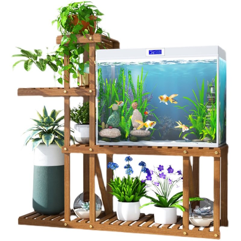 鱼缸架子实木承重底架客厅阳台室内置物底M柜地柜底座落地多层花