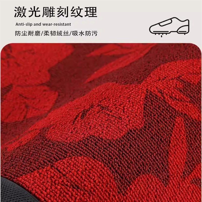 入户门地垫加厚橡胶防滑脚垫别墅豪宅大门L口地毯红色喜庆耐脏免