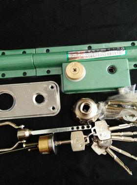 208大门锁齿条锁防盗锁整体大门锁F双开门木门铁门绿色老式大门锁