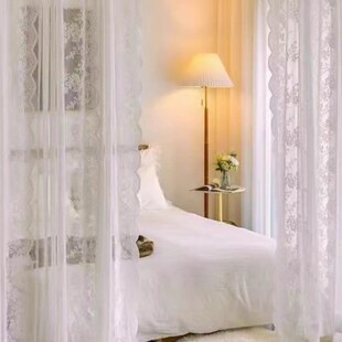 穹顶式纱帘法式拱形门洞窗帘门帘蕾丝U纱帘衣帽间帘