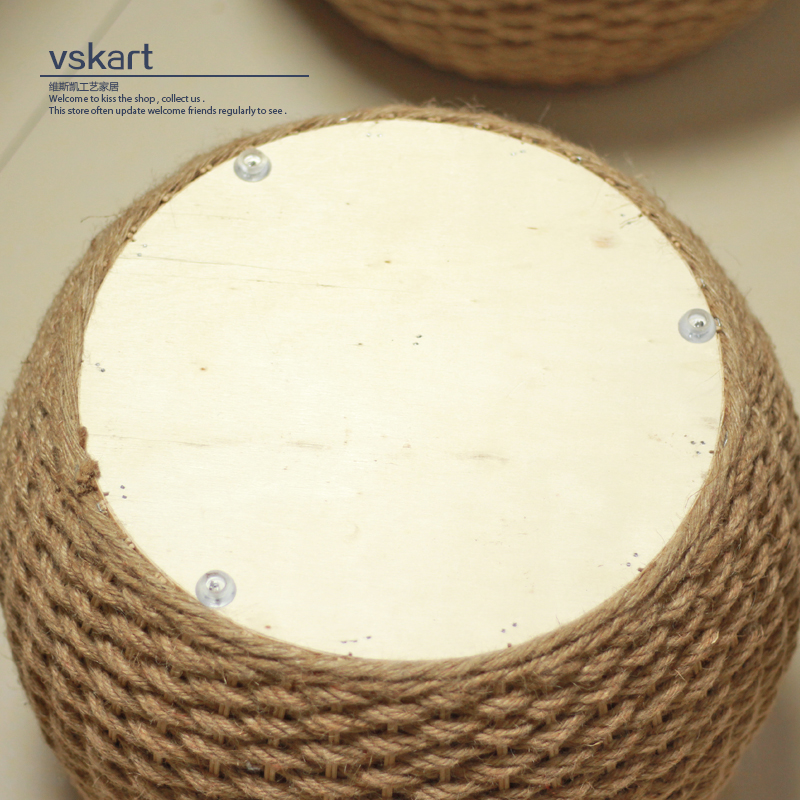 麻绳家用坐墩换鞋凳榻q榻米圆凳客厅矮凳实木板凳沙发凳小凳子墩