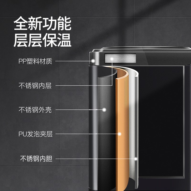 方形奶茶保温桶带温度表不锈钢商用大容量1K0升双层保冷保热奶茶