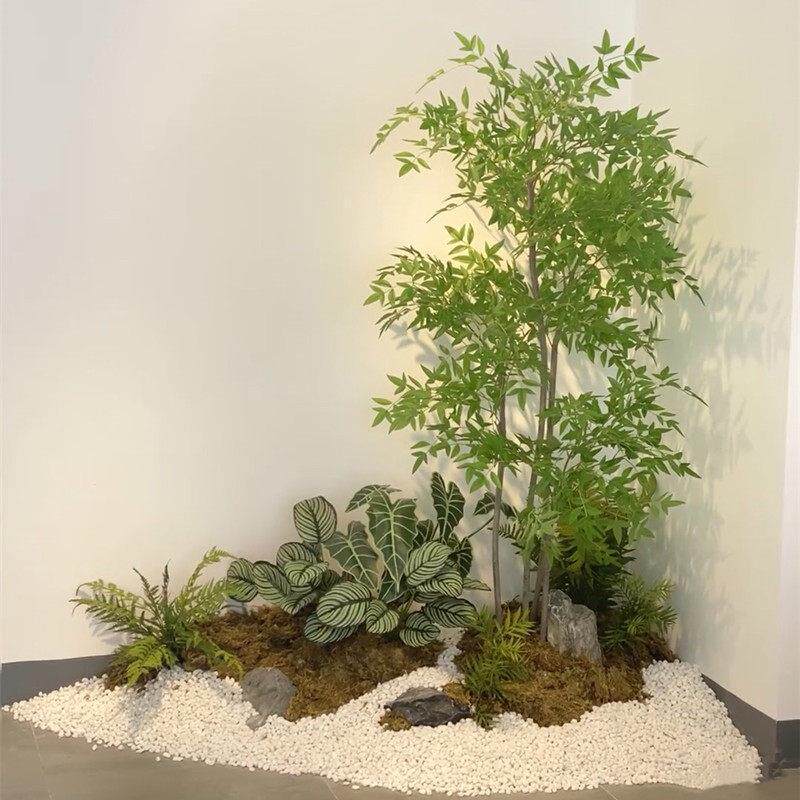 南天竹假树仿真树室内造景北欧风假花客厅盆景楼梯造景玄关布展