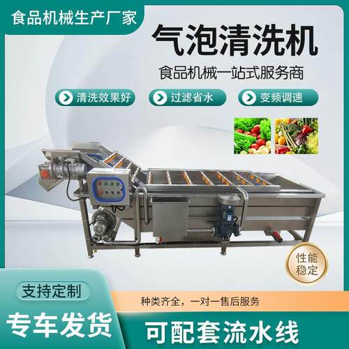 瓜果桃子气泡清洗机樱桃蓝莓清洗设备红枣高压喷淋清洗机洗菜机