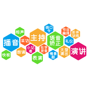 播音持培训机构装饰墙画d立体口才辅导班墙面布置纸